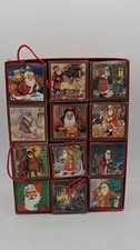 12 Vtg Cardboard Box Victorian Santa Claus Ornaments Taiwan ROC Bonus Vtg Santa