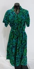 Magellan's Women's Cotton Batik Tie Waist Shirt Dress SV3 Blue Multi Small