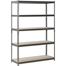 Muscle Rack 48"W x 18"D x 72"H 5-Shelf Steel Freestanding Shelves, Silver, New.