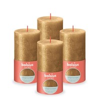 Rustik Stumpenkerzen - Shimmer Gold - Set 4 StüCk - Dekorative Haushaltkerzen -