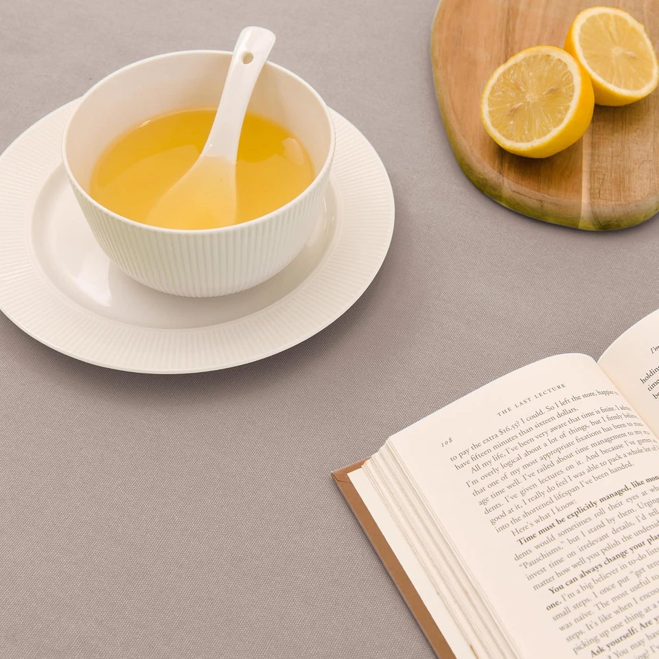 Tovaglia Dimensioni 140X230 Cm | Tessuto in Tela Di Cotone | Tinta Unita Beige I - Immagine 4 di 4