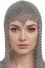 Aluminum Chainmail Coif Large Anodized Medieval Hood Knight Head Scarf Handmade
