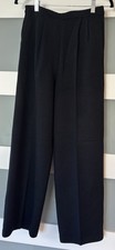 St. John Basics Black Santana Knit Pull-On Dress Pants Sz 6 Pleated - Pockets 