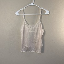 Maidenform Camisole White Nylon Lace Trim Adjustable Strap Size 36