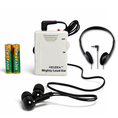 Mighty Loud Ear 120dB Personal Sound Hearing Amplifier with Earphones and Extra