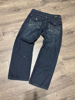 N.B.N. Gear Jeans 36X32 Y2K Baggy Hip Hop Embroidered Blue Denim Streetwear