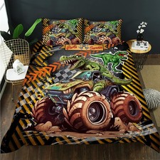 3D Trucks Duvet Cover Set Twin Size, Monster Truck Bedding Set for Kids Boys ...