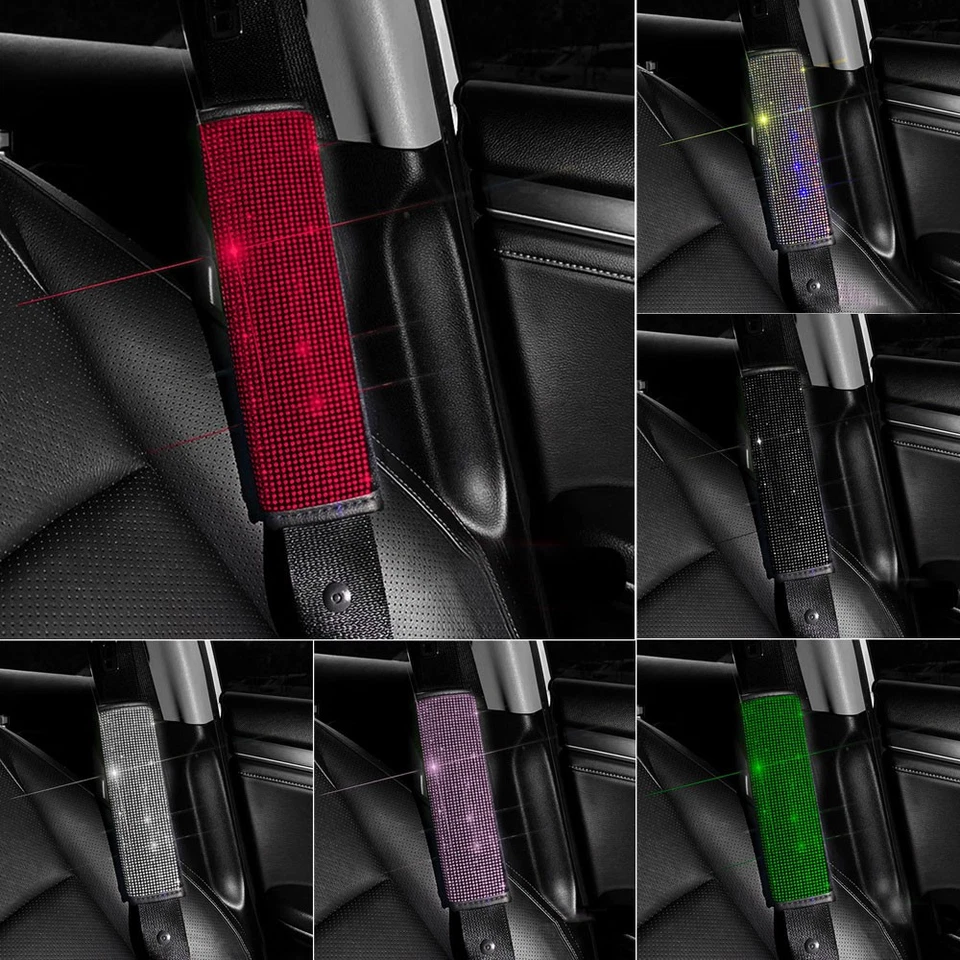 2 PIEZAS Bling estrás cinturón de seguridad de coche fundas suaves correa para el hombro almohadillas de cojín Foto 2 de 4