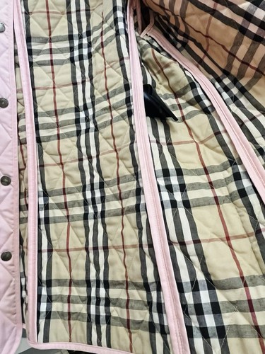 BURBERRY London Diamond Quilted Snap Jacket Pink Nova Check Lining Women’s Sz L - Picture 7 of 19