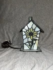 Vintage Tiffany Style Stained Glass Birdhouse Table Lamp for Home Decor 7” 2006