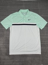 New Nike Golf DRI-FIT Polo WHITE/GREEN/NAVY MEDIUM
