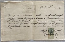France French Colonies Syria Revenue Stamp Used On Document C Description