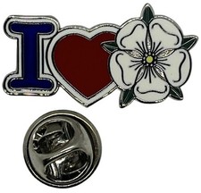 Yorkshire Pin Badge I Love Yorkshire White Rose Lapel badge FREE UK Delivery