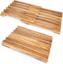 21"x14"Teak Shower Mat Solid Non-Slip Bathtub Shower Mat, Natural Wooden