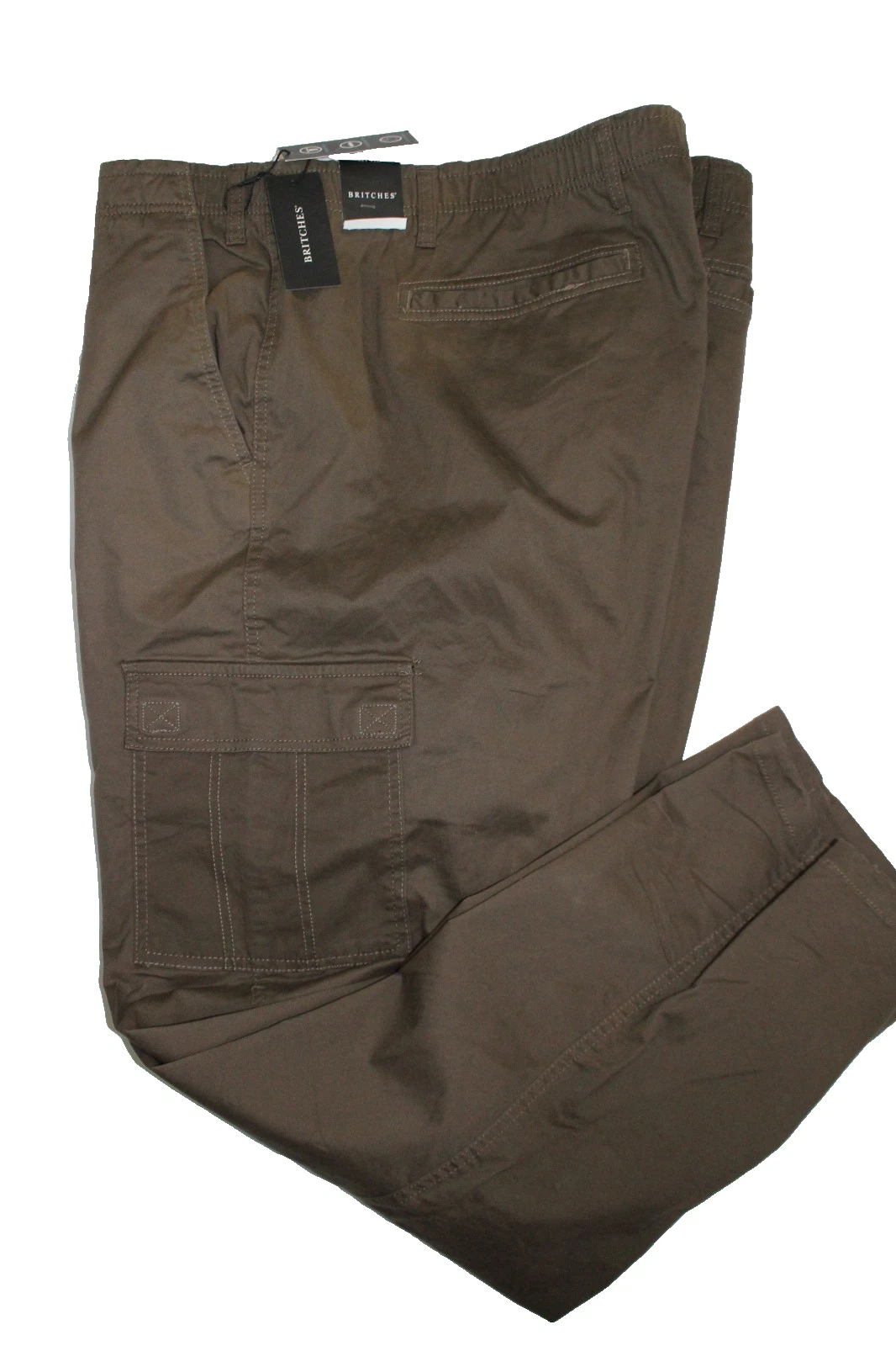 Britches Taupe Elastic Waistband Cargo Pants Compared to Dockers SZ: 58 x 30 NWT