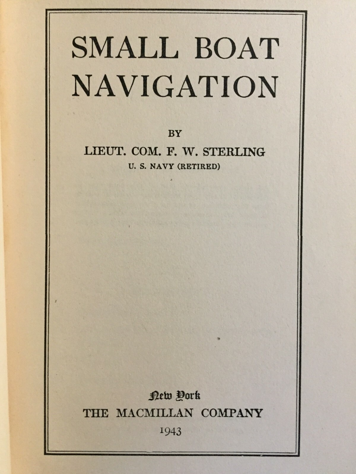 Small Boat Navigation, by F.W. Sterling (1943) eBay