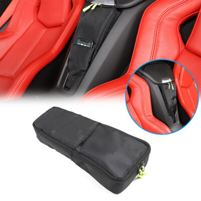 Black Console Waterfall Seat Storage Tool Bag For Corvette C8 2020-2025