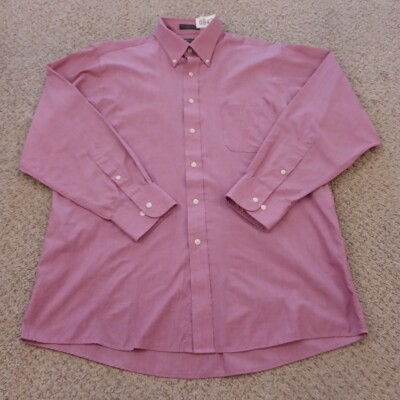 Arrow Shirt Mens Size 16 Solid Pink Long Sleeve Button Down Cotton Blend