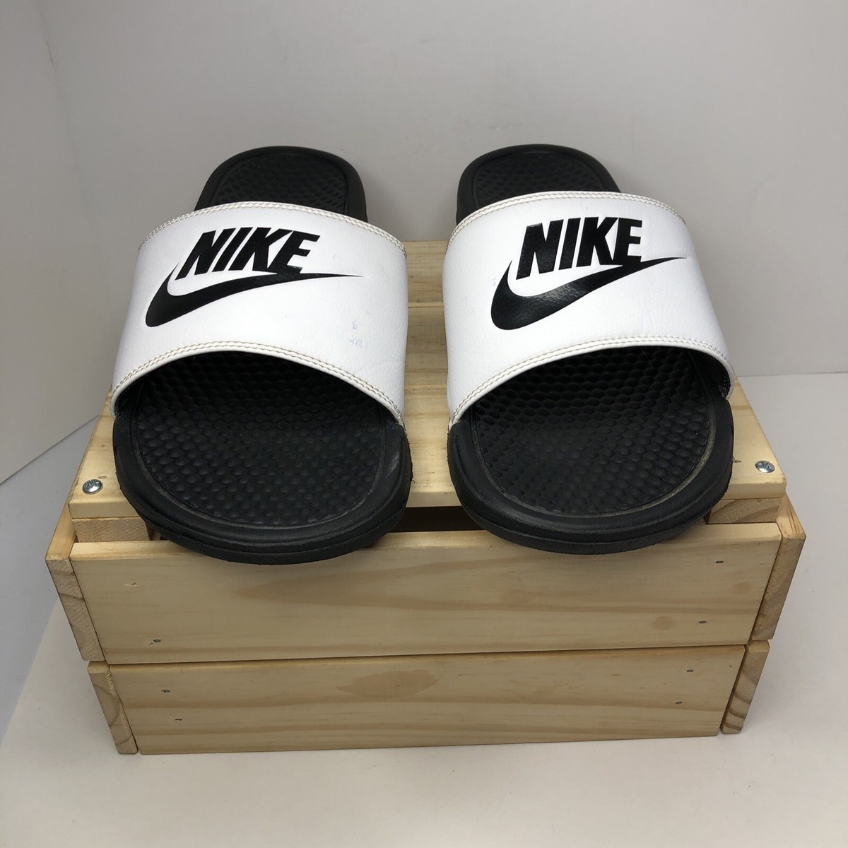 Nike Benassi JDI Men's Slide Sandals White Black 343880-100