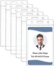 Pawfly 6 Pack Vertical ID Card Badge Holder Waterproof Clear Card Sleeve Case Co