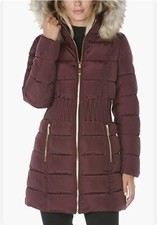 Laundry By Shelli Segal Faux-fur-trim Puffer Coat, Size Xxs