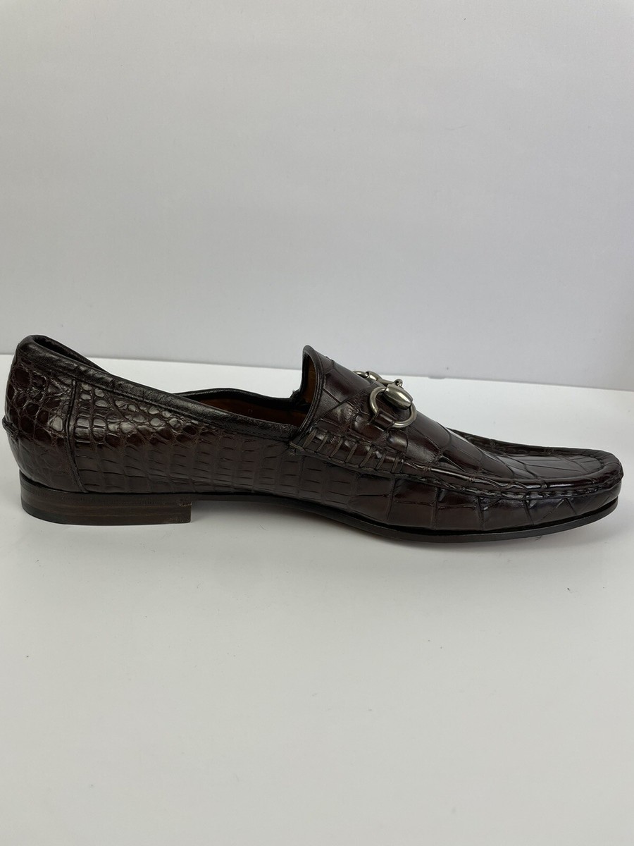 Gucci Alligator Horsebit Loafers Brown Men's Size 9 D Gucci /US