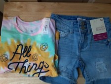 SO Girls T-Shirt  Denim Bermuda Shorts Size 4  NEW WITH TAGS
