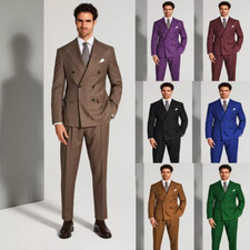Double Breasted Men's Suits Peak Lapel 2 Pieces Wedding Formal Office Tuxedos