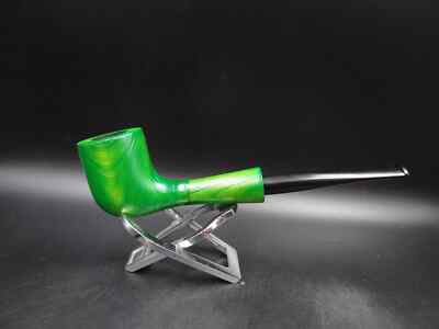 TURKIEWICZ CHERRYWOOD HAND MADE FANCY METALLIC GREEN BILLIARD PIPE    222
