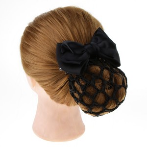 High Quality Women Hair Clip Cover Net Satin Bowknot Bun Snood
