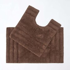Image of Bath Mats and Pedestal Set Non Slip Super Soft 100% Cotton Washable Spa Supreme