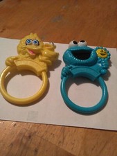 VTG playskool Sesame Street baby rattles Big bird cookie monster 1990