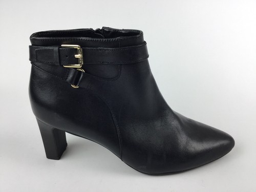 Lauren Ralph Lauren Nara Mujer Negra Cuero Botas al tobillo Botines Talla 8  de EE. UU. | eBay