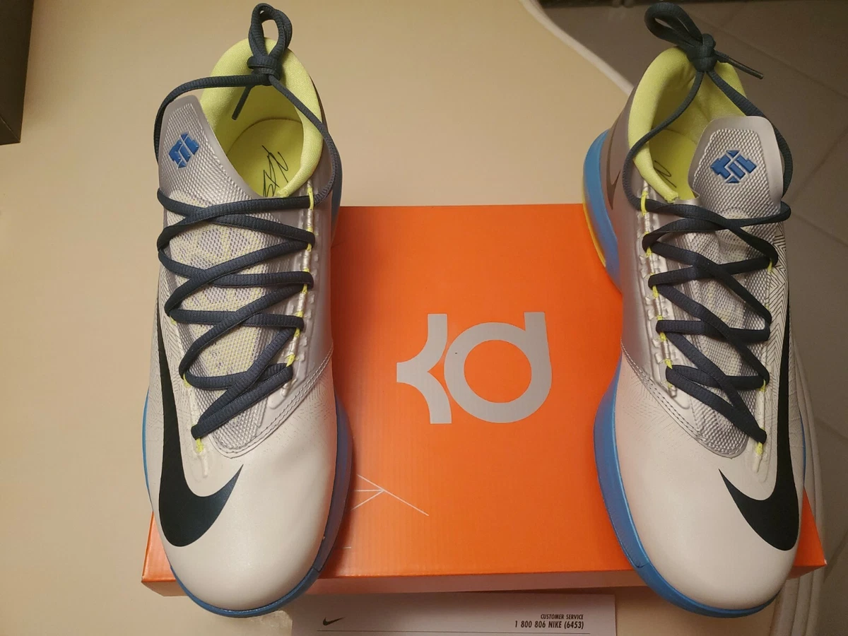 Nike KD 6 VI Pure Platinum Vivid Blue White Volt Green Black Size 11 599424 009