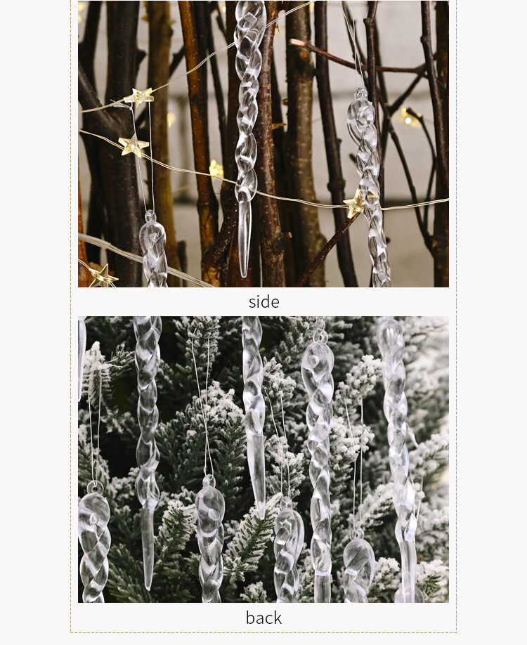 Christmas Tree Clear Acrylic Icicle Ornaments Decoration Xmas Home