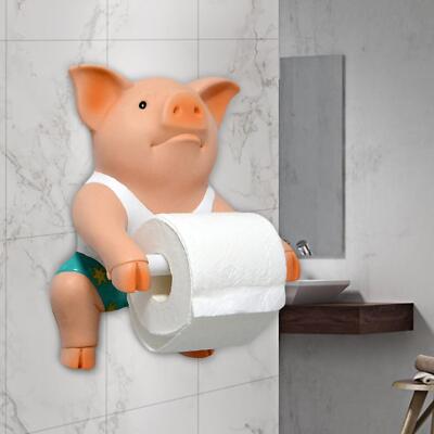 Lustiger Toilettenpapierhalter mit Schweinchen-Motiv, zur Wandmontage, süße
