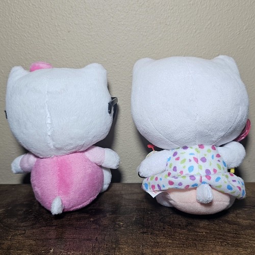 3 Hello Kitty Stuffed Animal Toys Ty Sanrio & Fiesta Girls White Plush Cat Lot - Picture 9 of 10