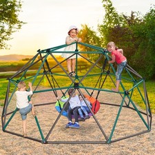 Hapfan 10ft Climbing Dome with Saucer Swing Jungle Gym for Kids Outdoor Backyard