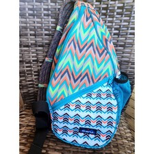 KAVU Rope Sling Bag Chevron Teal Orange Geometric Crossbody Backpack