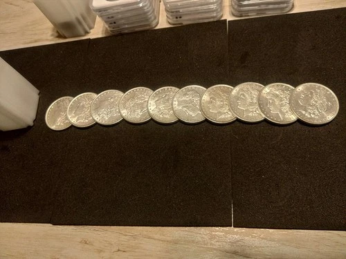 Lot of 10 BU Brilliant Uncirculated Morgan Silver Dollar Coins  US 1878-1921