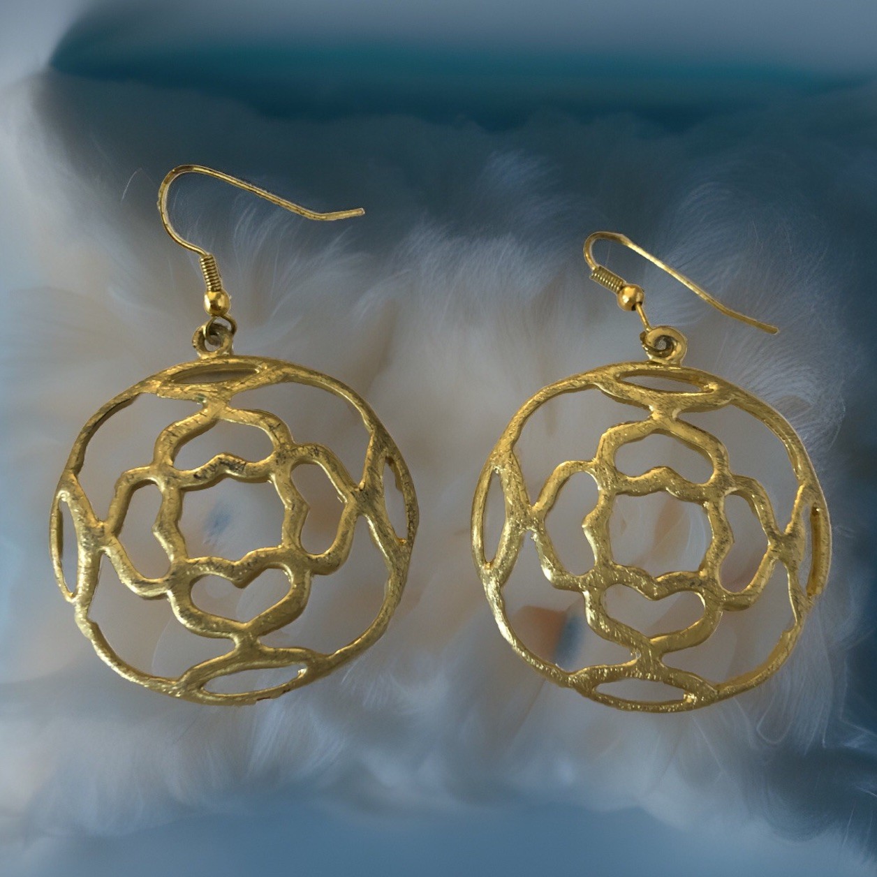 Lot Four Sets Statement Dangle Earrings Gold Tone… - image 6