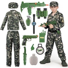 Spooktacular Creations Boys Army Costume, Military Costume for Kids, Dark Green