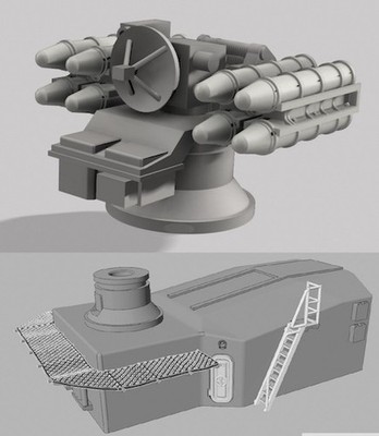 L'Arsenal Models 1/700 French CROTALE MISSILE LAUNCHER w/SHELTER 3D Printed Set
