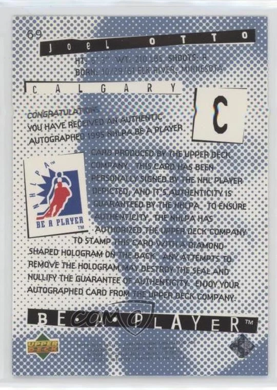 1994-95 Upper Deck Be a Player Signatures Joel Otto #69 Auto - Image 2 of 2