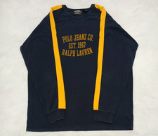 Vintage Polo Jeans Ralph Lauren Shirt L Long Sleeve 90's Blue Yellow Used READ