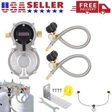 RV Propane Regulator 2 Tank Hoses,2-Stage Auto Changeover LP Propane Gas Regulat
