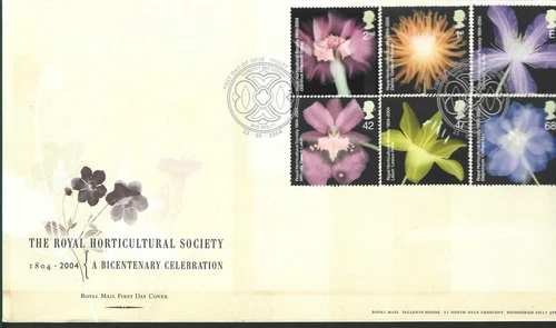 GB 2004 HORTICULTURAL SOCIETY SET on UNADDRESSED FIRST DAY COVER