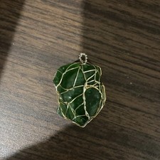 Hand Made Wire Wrapped Natural Sea Glass Green Pendant