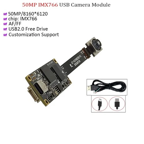 50MP IMX766 USB Camera Module PDAF Auto Focus AF No Distortion 100 Degree Webcam