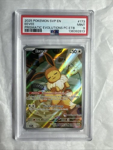 2025 POKEMON BLACK STAR PROMO #173 EEVEE PRISMATIC EVOLUTIONS PC ETB PSA 9